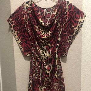 Women’s leopard print cowl neck dress.